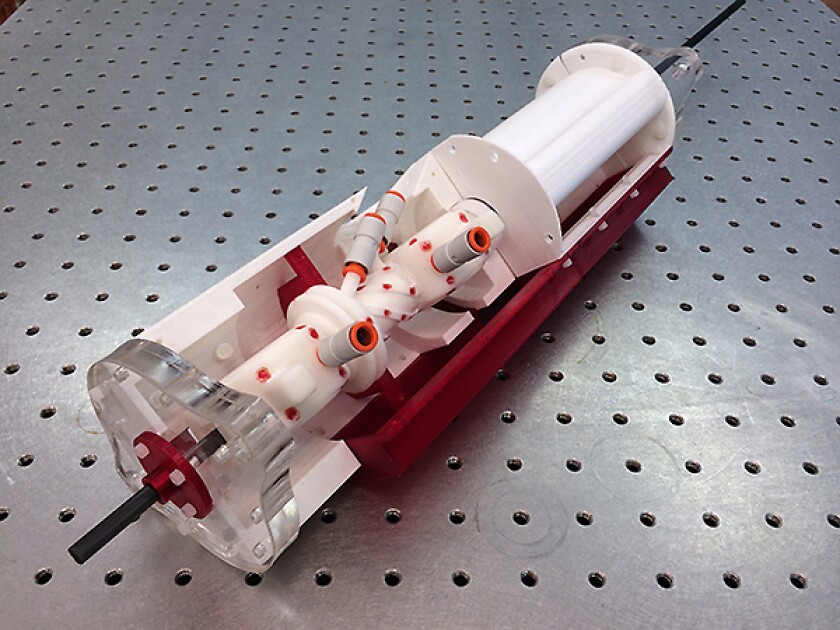 Cut-away view of the robotic platform reveals how much of the device can be made by 3D printing (Photo: Laboratory for the Design and Control of Energetic Systems / Vanderbilt)