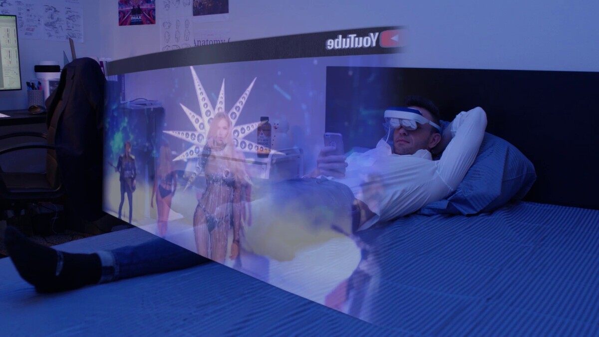 Watch a huge screen from the comfort of your bed