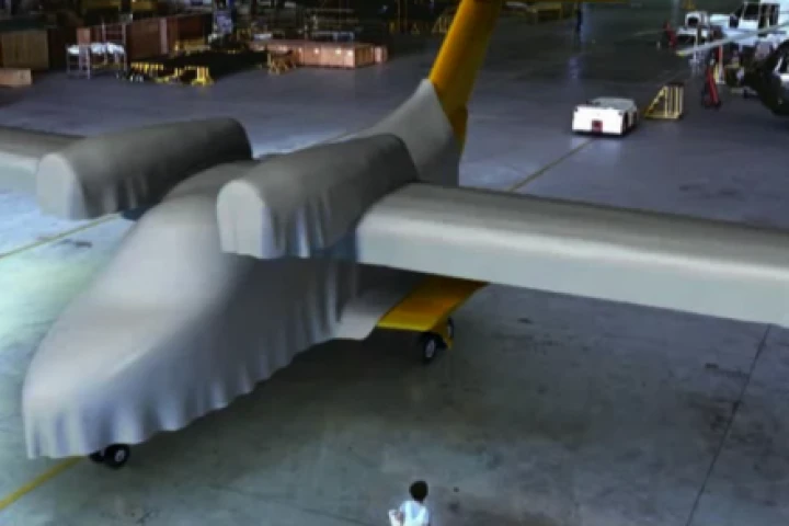 Under wraps ... the flying taxi. Inventor Michael Robert Dacre has died testing a prototype