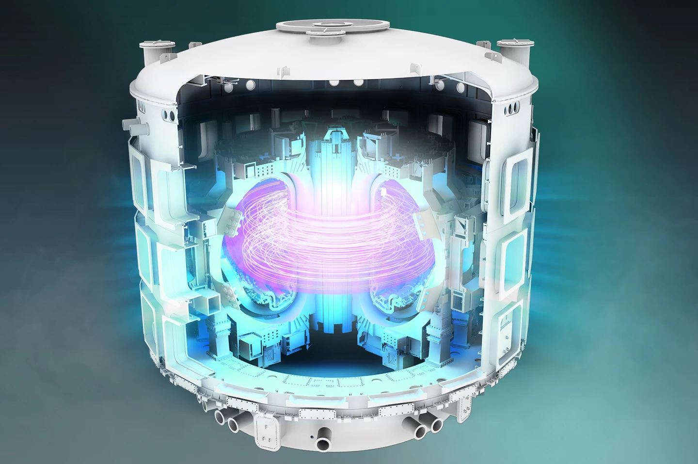 Cutaway view of a tokamak reactor