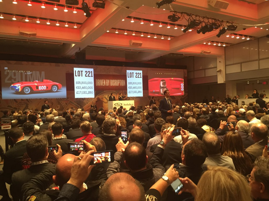 Fangio's Ferrari 290 MM fetched $28 million and became the third most expensive car ever sold, nudging out a 1967 Ferrari 275 GTB/4 S NART Spider which sold for $27,700,000 in August, 2013 during Monterey Car Week.