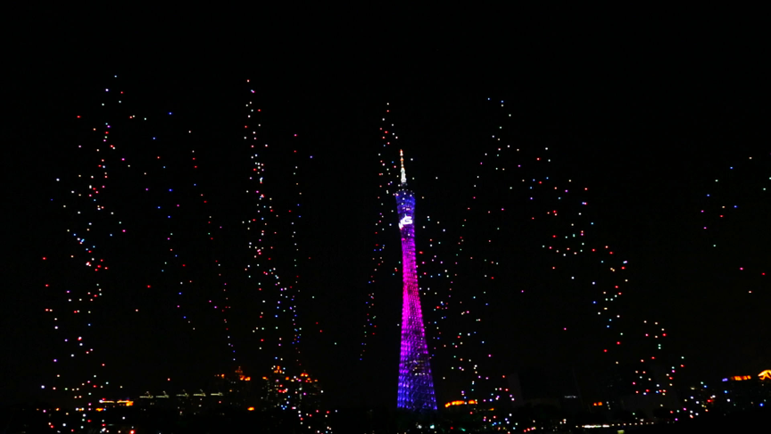 The drones simulate a fireworks display