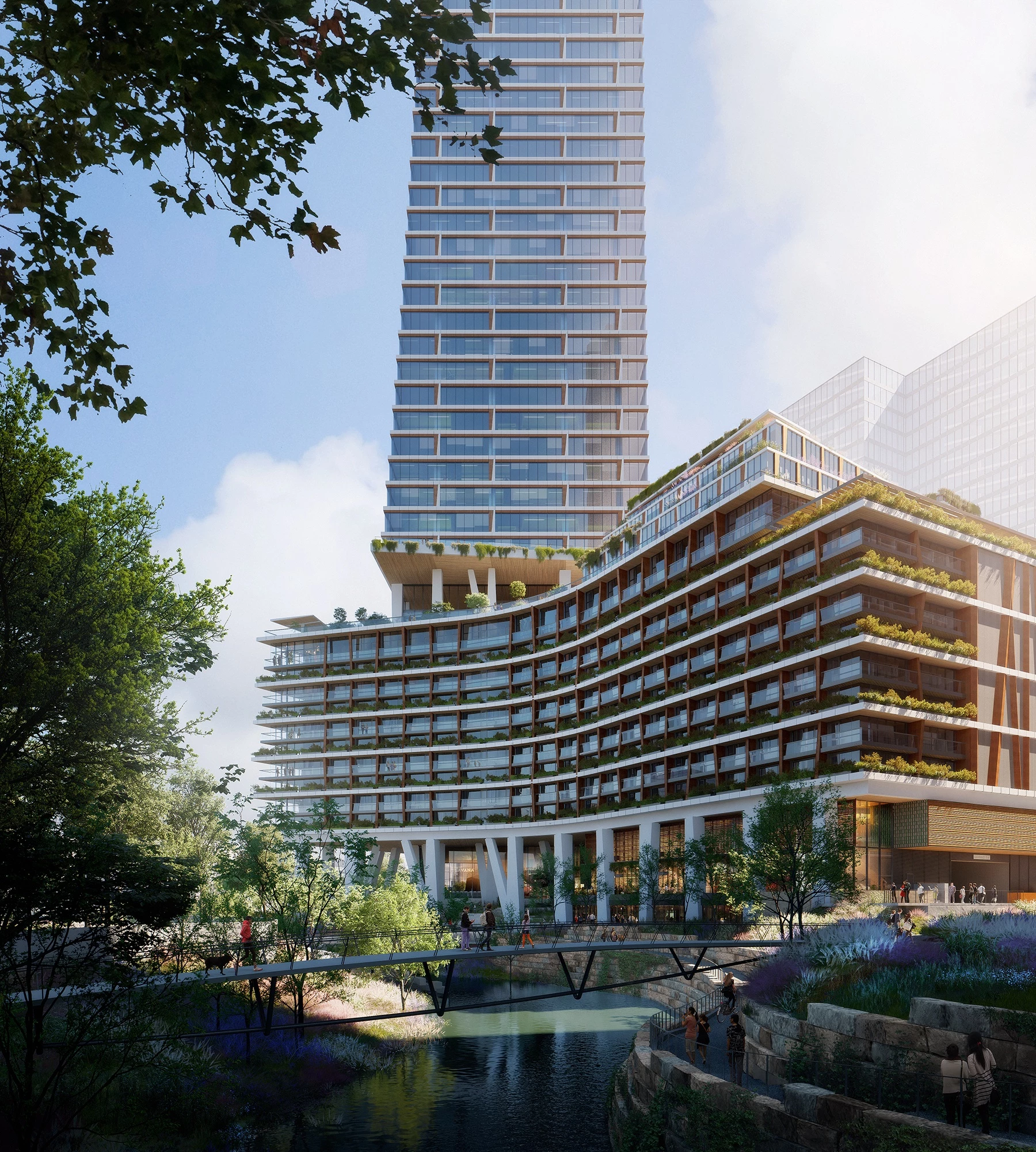 Waterline will involve the creation of a pedestrian bridge over a nearby creek
