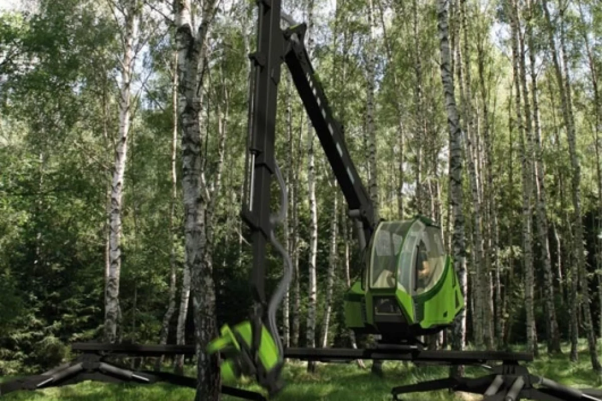 Making strides: this concept tree harvester can take 8-meter steps and functions on marshy ground and inclines of up to 36 percent