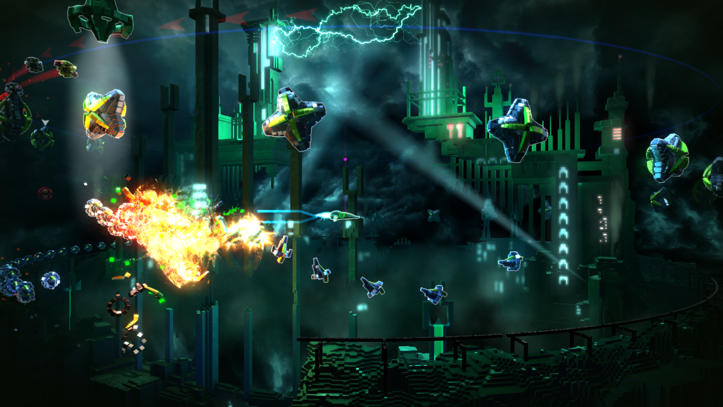 Resogun will play much like a 2D side-scrolling shooter as you pilot a spaceship through highly-detailed cylindrical worlds