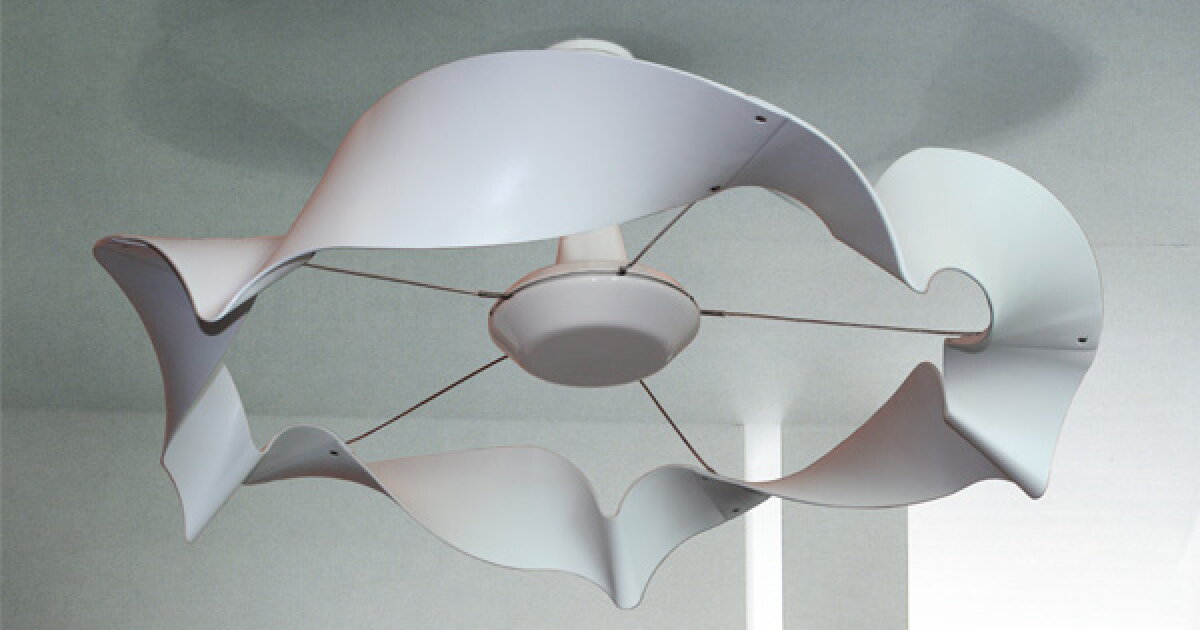 Geometric Line Ribbon Fan Ribbon ceiling fan design based on a three-dimensional helical loop