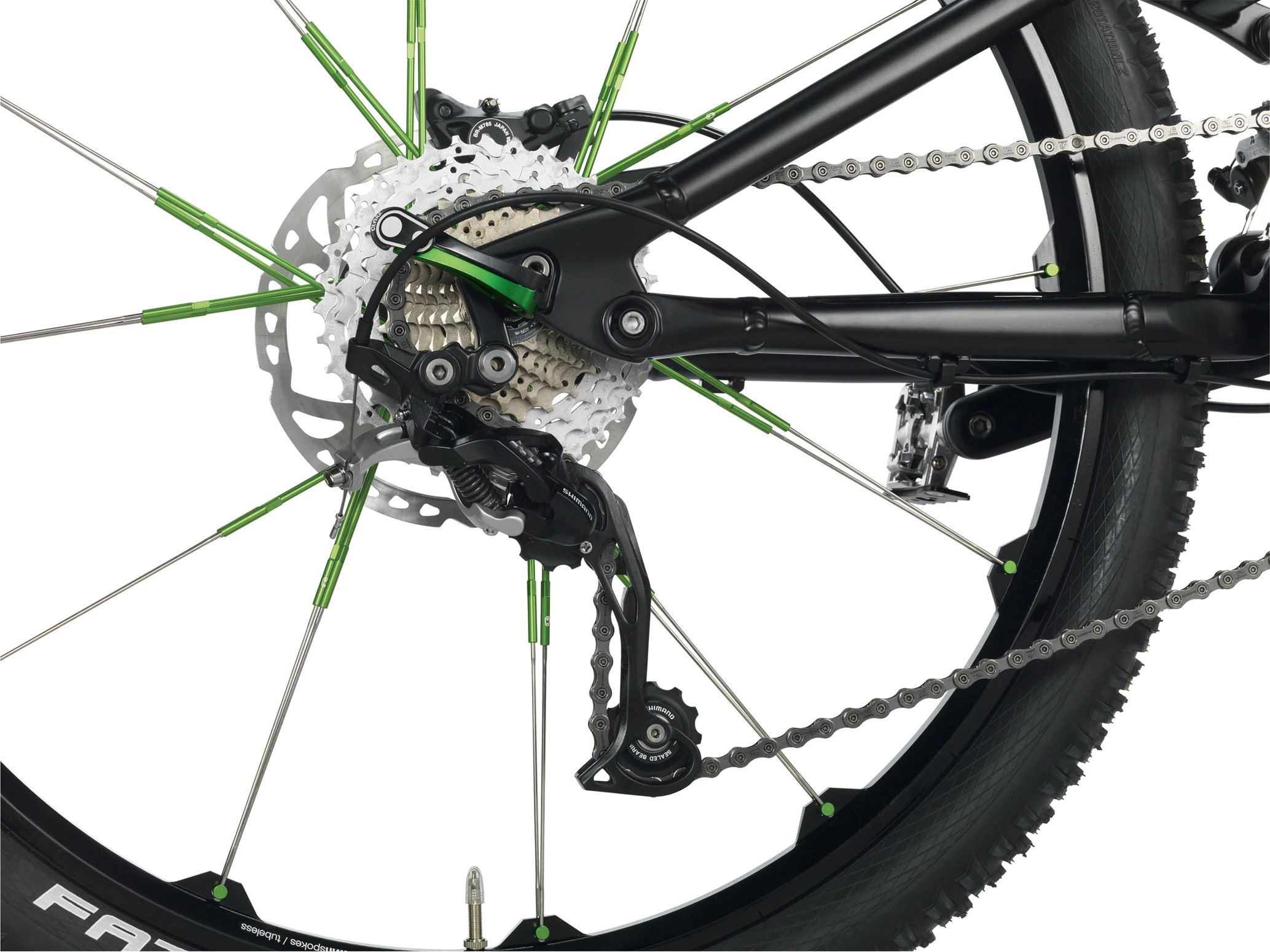 The bright green offsets on the 2012 Mountainbike Enduro's spokes