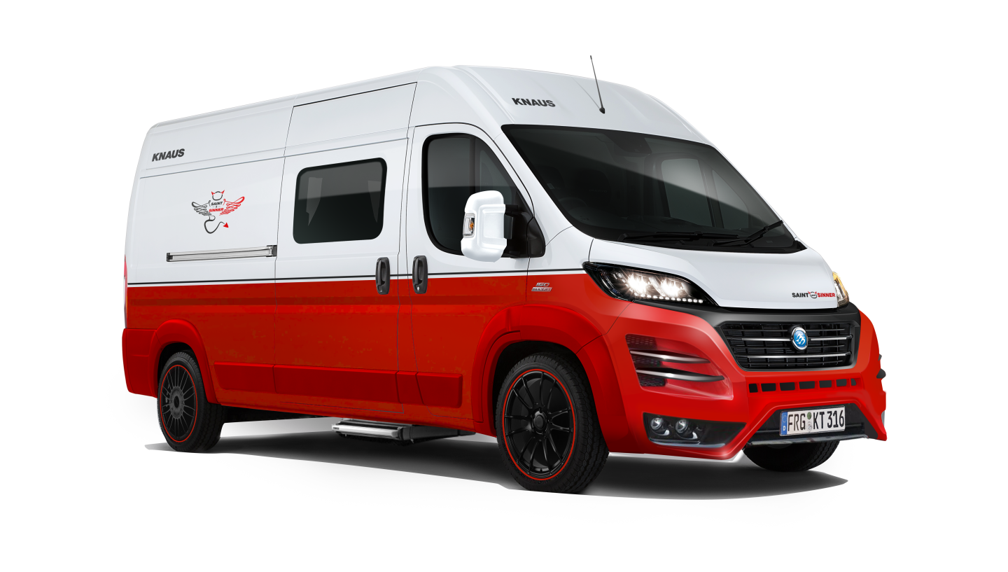 The VW Crafter Saint & Sinner is just a concept for now, but Knaus is offering a Saint & Sinner camper package for the Fiat Ducato