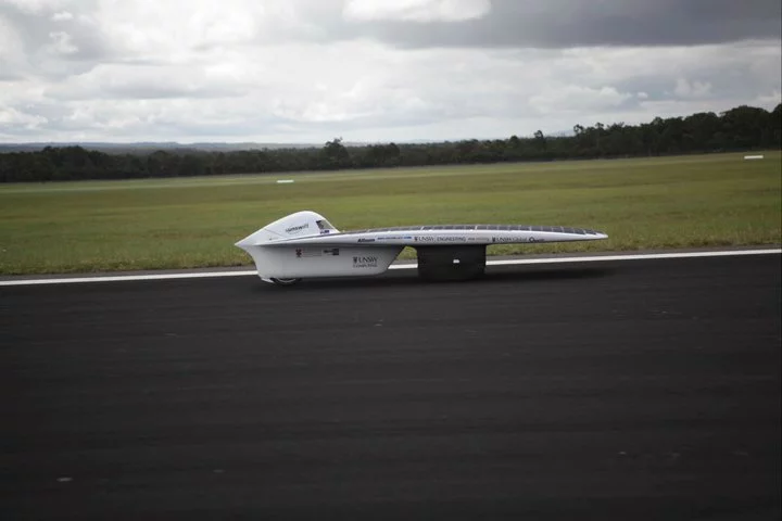 The Sunswift IVy at HMAS Albatross navy base airstrip in Nowra, NSW