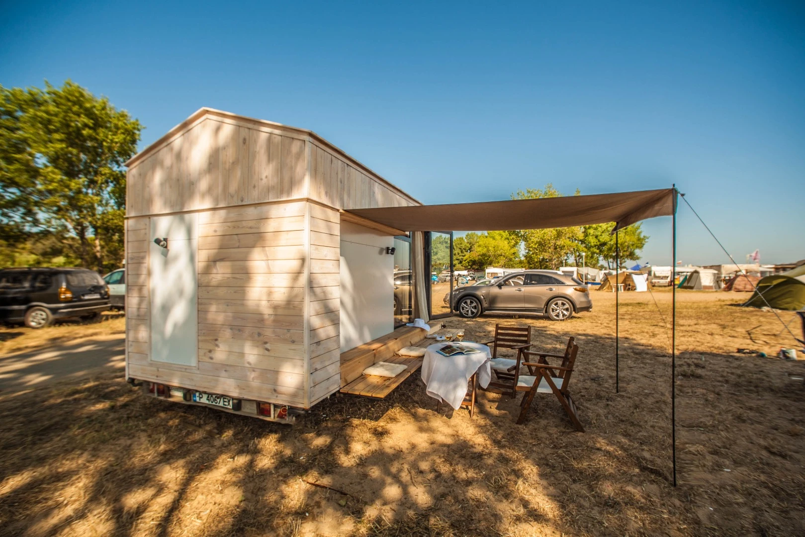 The tiny vacation home measures 2.4 m (7.9 ft) at its highest point
