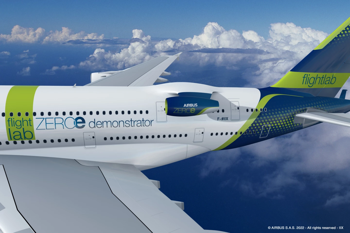 The hydrogen jet engine will mounted on the stern of the fuselage