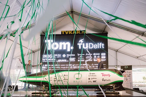 The TU Delft team earned the Highest Overall Score, and took out the Design and Construction Award in the Hyperloop Pod Competition
