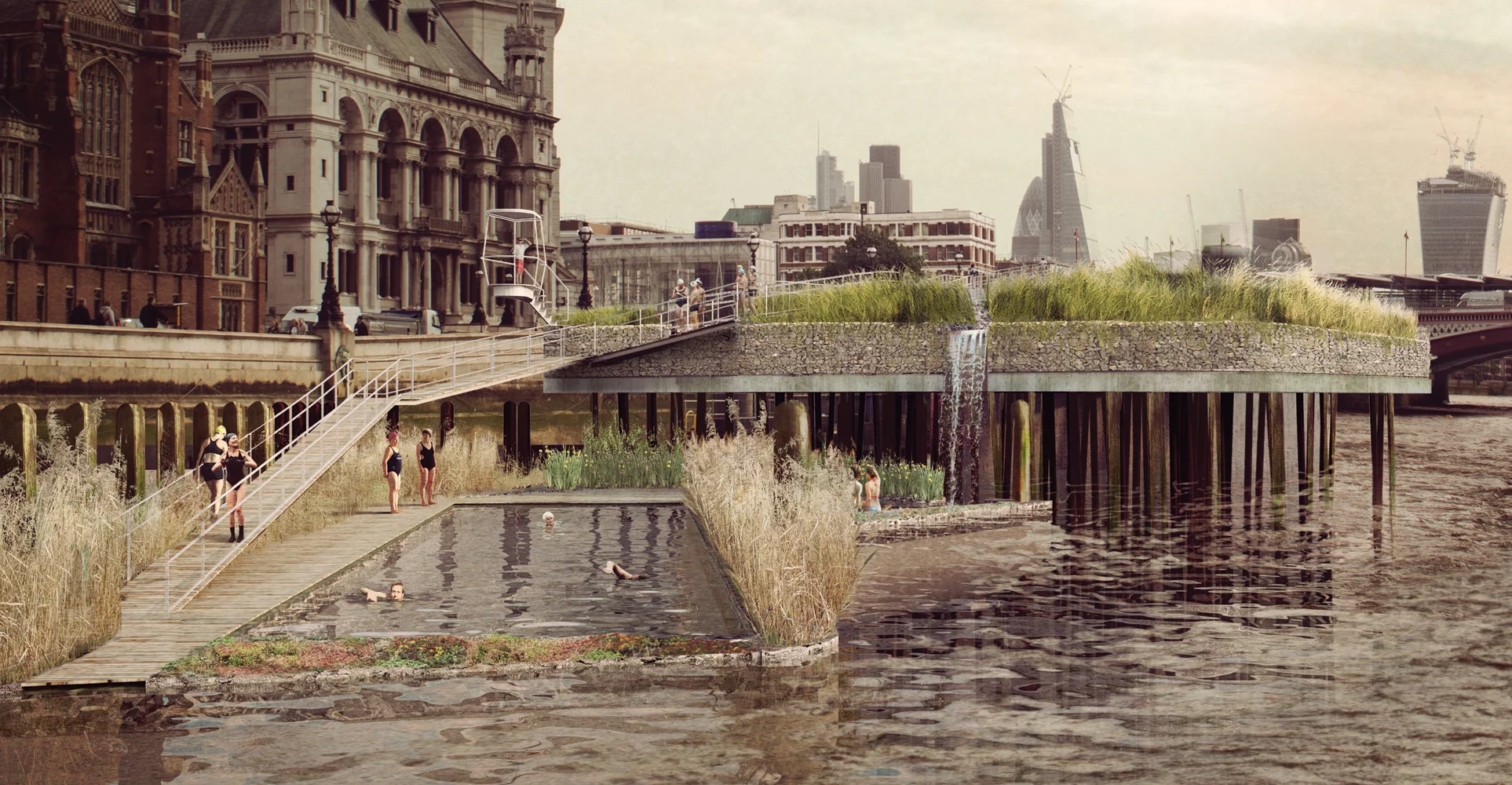 Studio Octopi has designed concepts for swimming pools in the River Thames