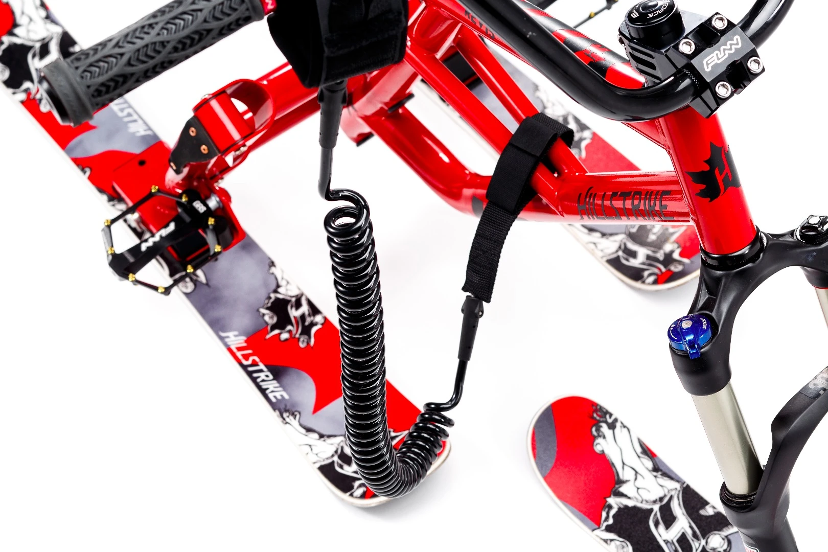 The Hillstrike's safety leash keeps it from getting away from riders
