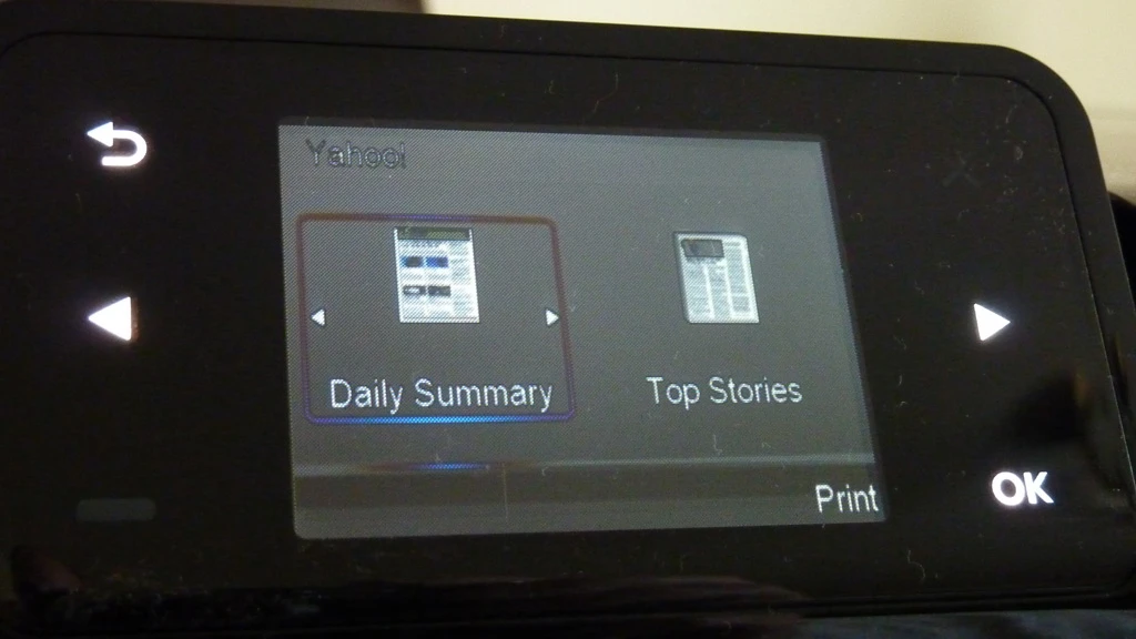 The Yahoo App on the HP Photosmart Wireless All-in-One B110