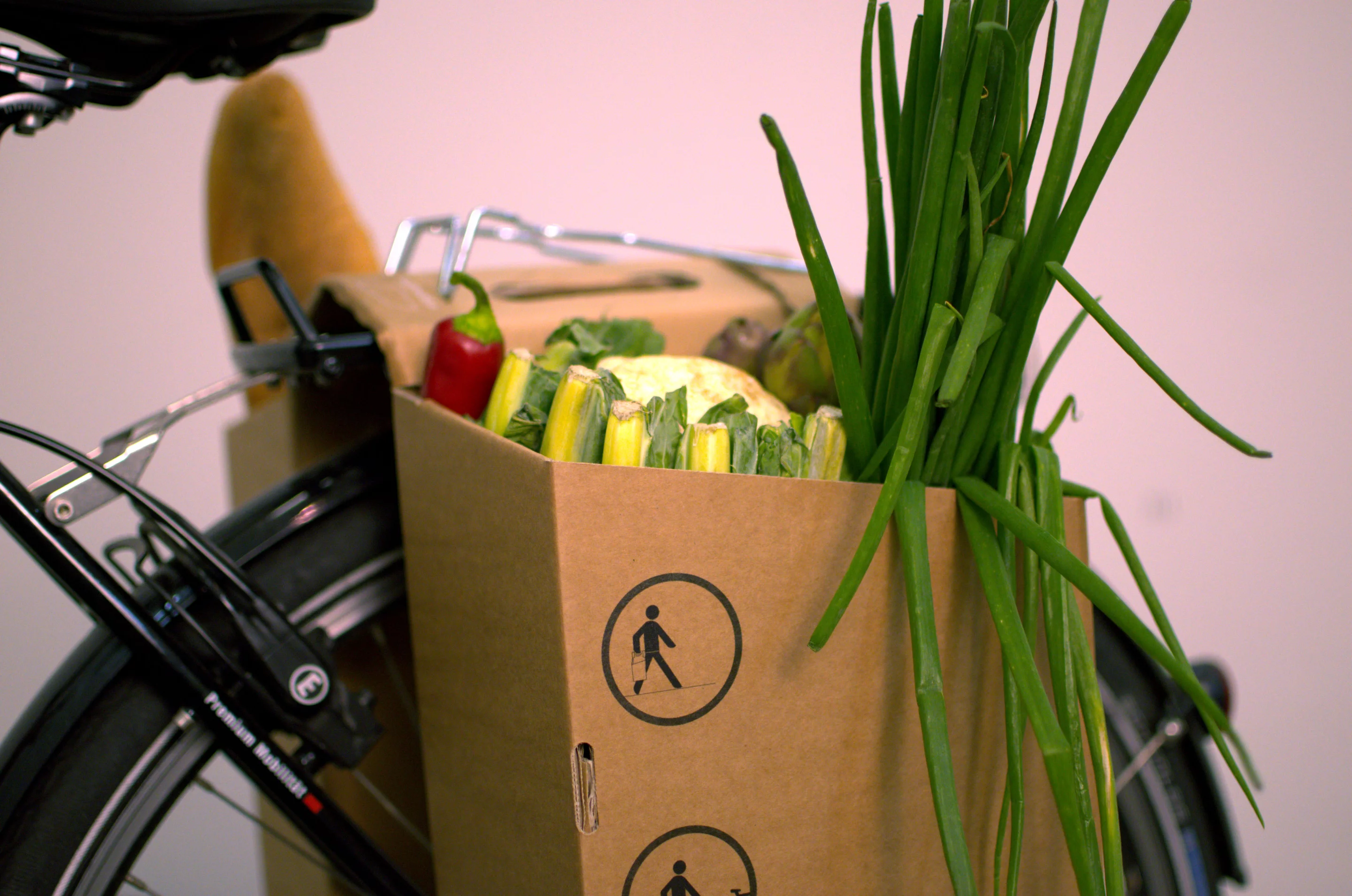 Whether or not the Packtasche would be able to withstand a downpour or a leaky milk carton while full of heavy groceries isn't clear