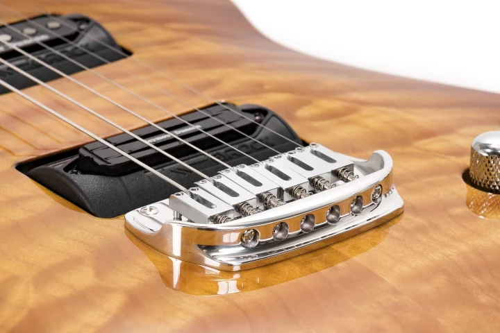 Each Gyrock pickup module hosts up to three Seymour Duncan pickups, and the player can mix and match pickups in use on-the-fly