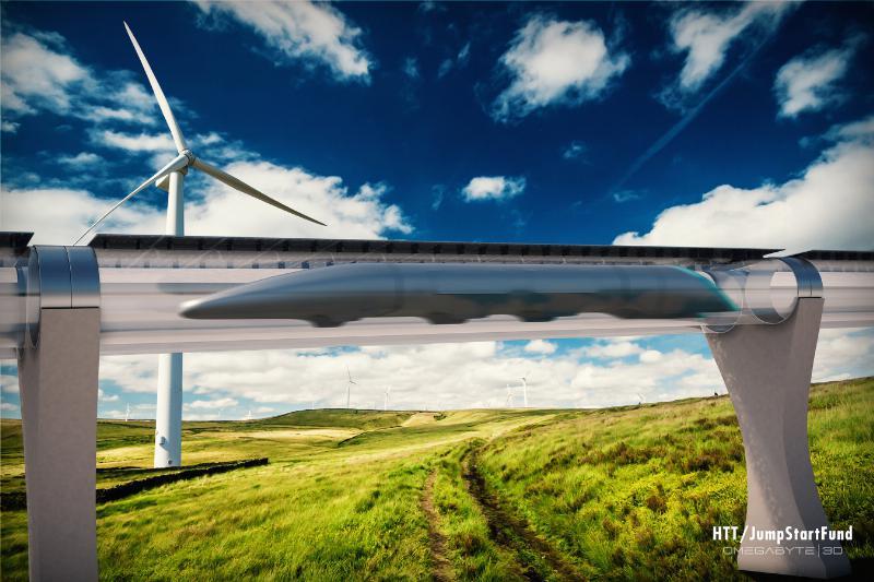 Concept rendering of a Hyperloop track (Image: Hyperloop Transportation Technologies)