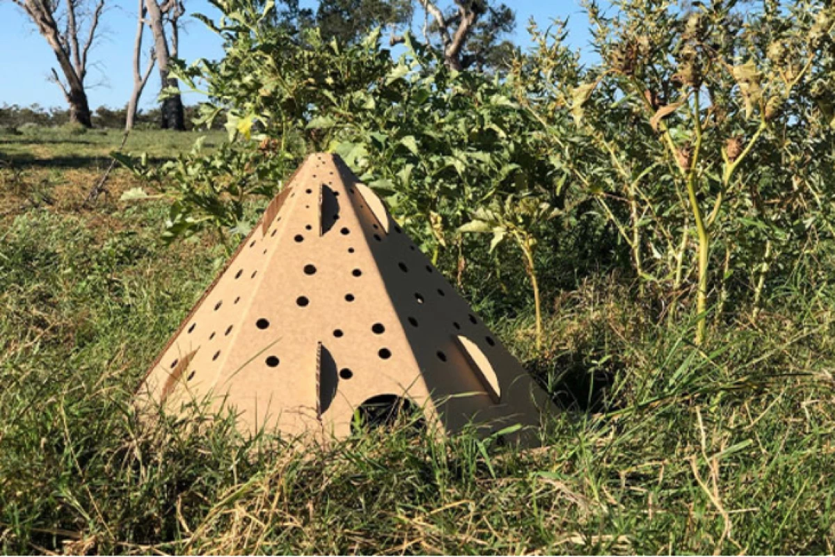 The habitat pods can be flat-packed for transit/storage, and will biodegrade once they're no longer needed