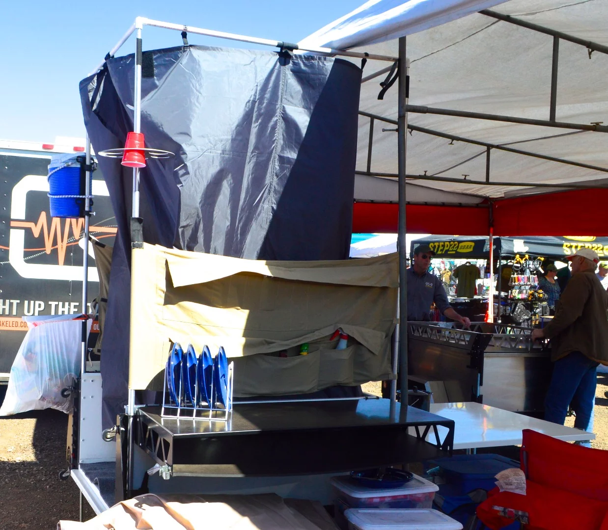 With its two countertops and under-counter shelves, the CW-19 offers a lot of storage and work space for camp