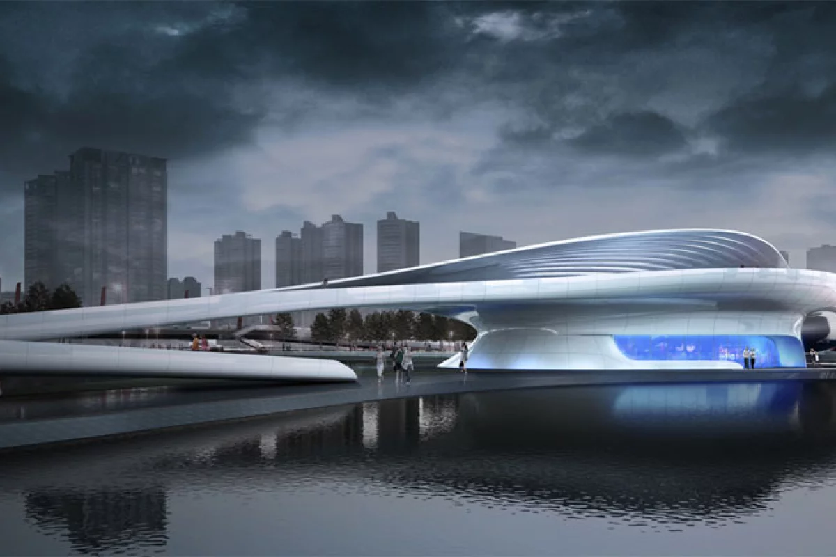 L & A Design Group has designed an iconic pedestrian bridge projected for Wuxi Xidong Central Park, China (image: L & A Design Group)