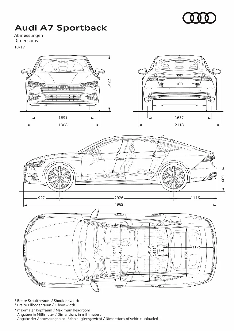 The new Audi A7 Sportback dimensions