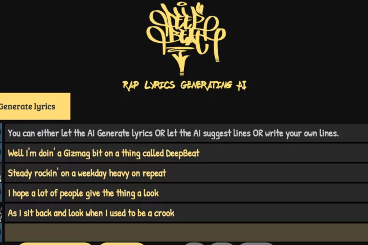 Our DeepBeat rap, featuring contributions from The Notorious B.I.G. and company