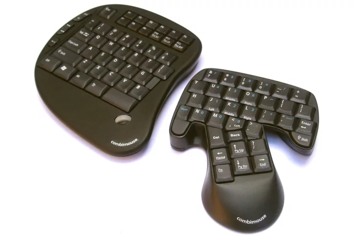 A working prototype of the Combimouse keyboard/mouse system