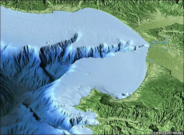 Topography of Monterey Canyon, the deepest submarine canyon on the west coast of North America