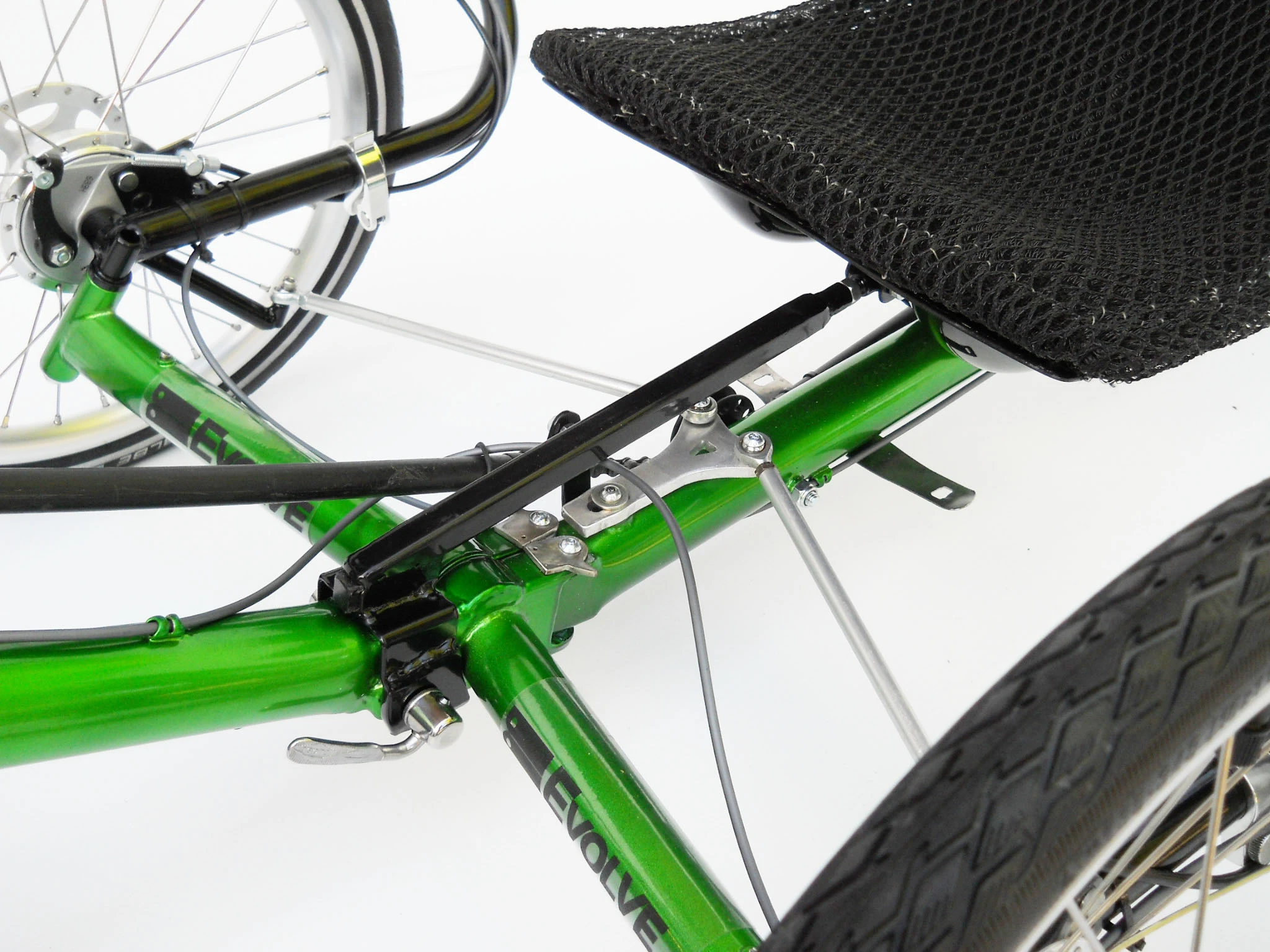 Part of the Evolve trike's folding system