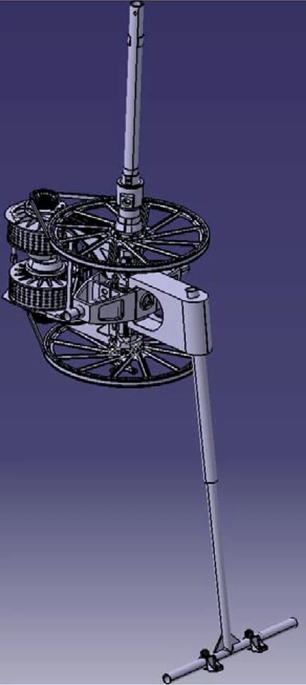 The electric helicopter's gimballed weight-shifting steering system