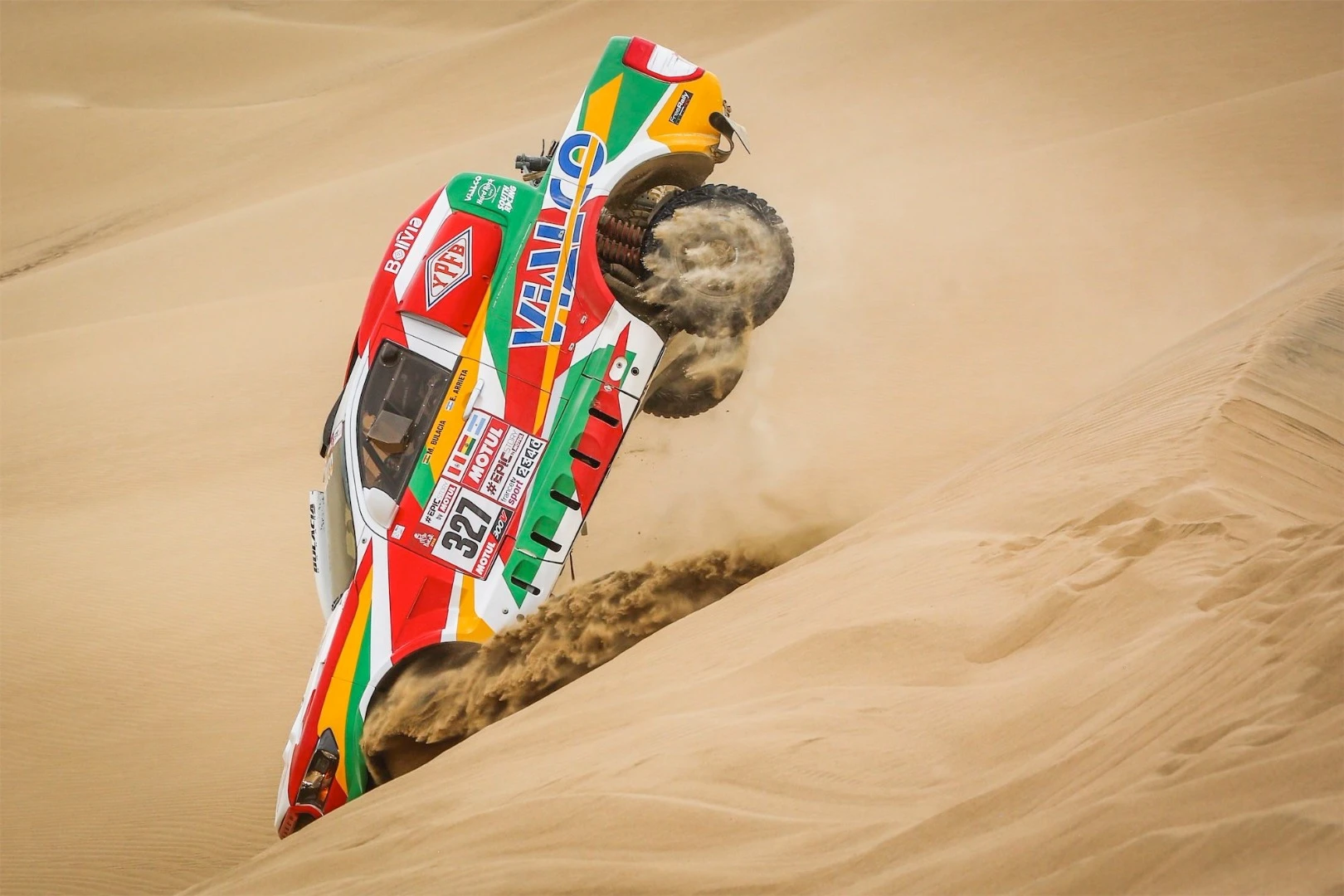 Stuck the landing... Ford's Marco Bulacia and Eugenio Arrieta get a good look at the sand