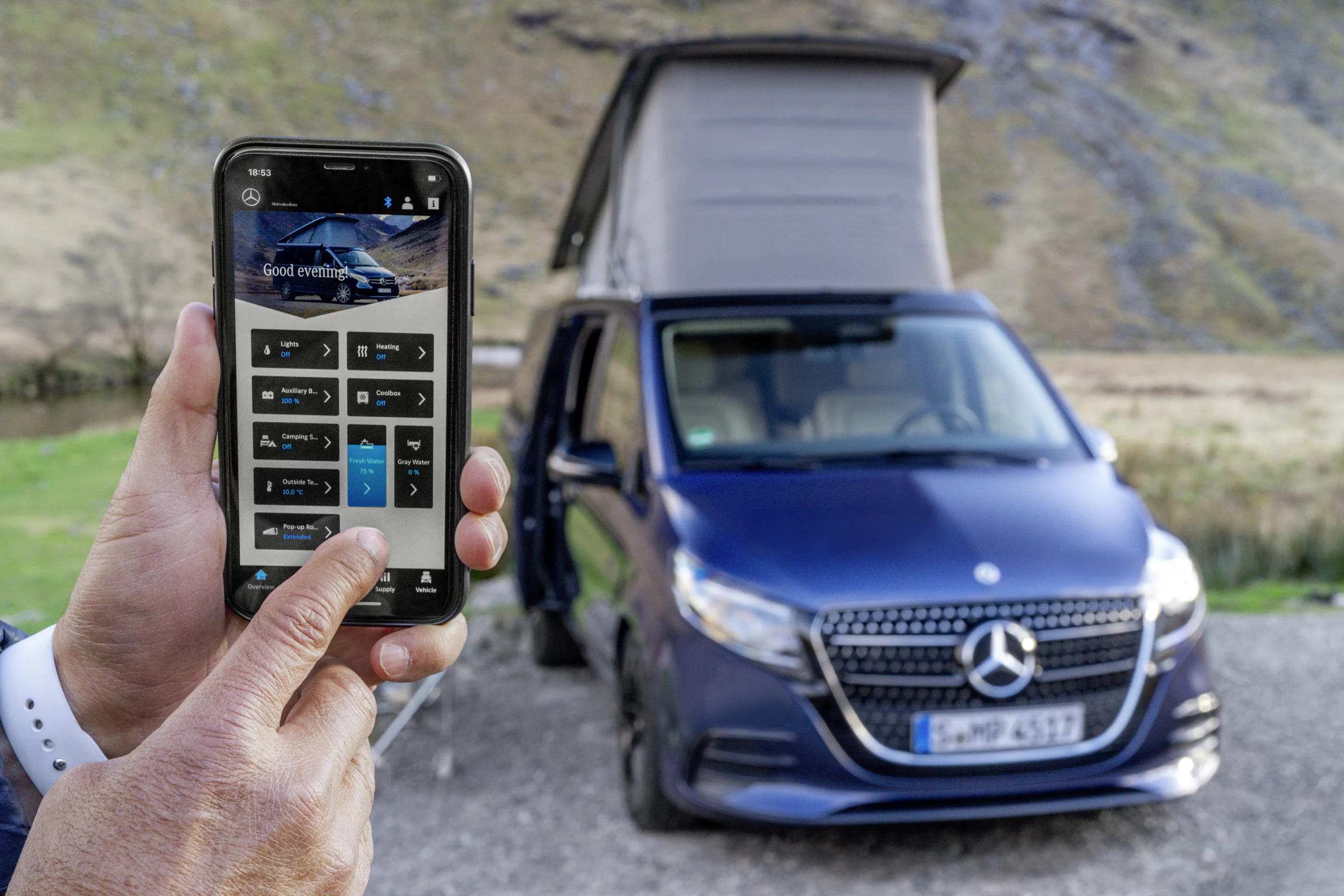 Mercedes says that it's made it easy to shut off features in the Marco Polo smart home control system that you don't want to access while at camp, streamlining remote mobile device control