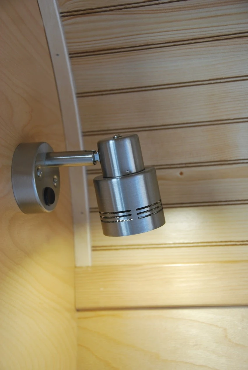 The cabin includes two adjustable LED lamps