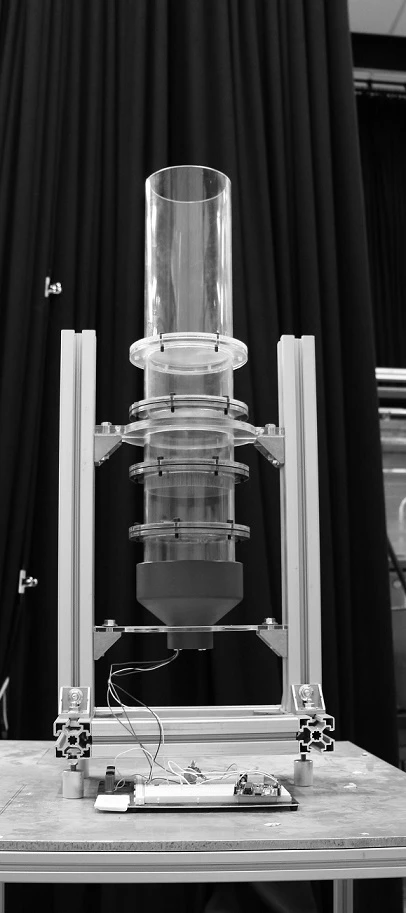 The researchers' vertical wind tunnel