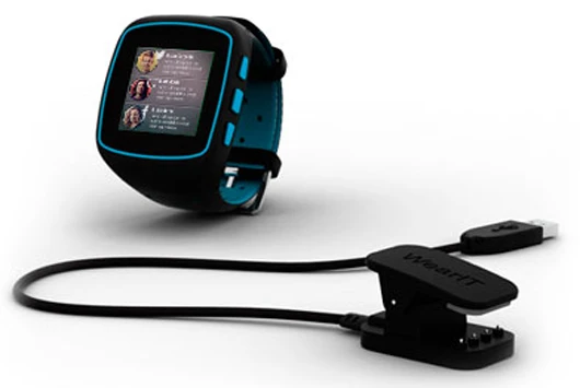 The WearIT smartwatch and USB charge clip