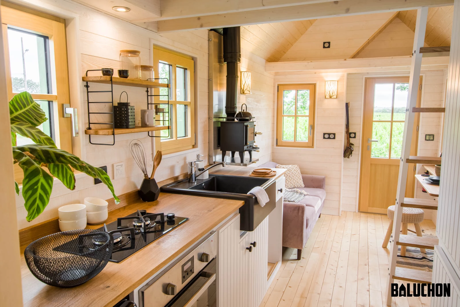 La Mésange Verte includes a tiny wood-burning stove for heating the interior