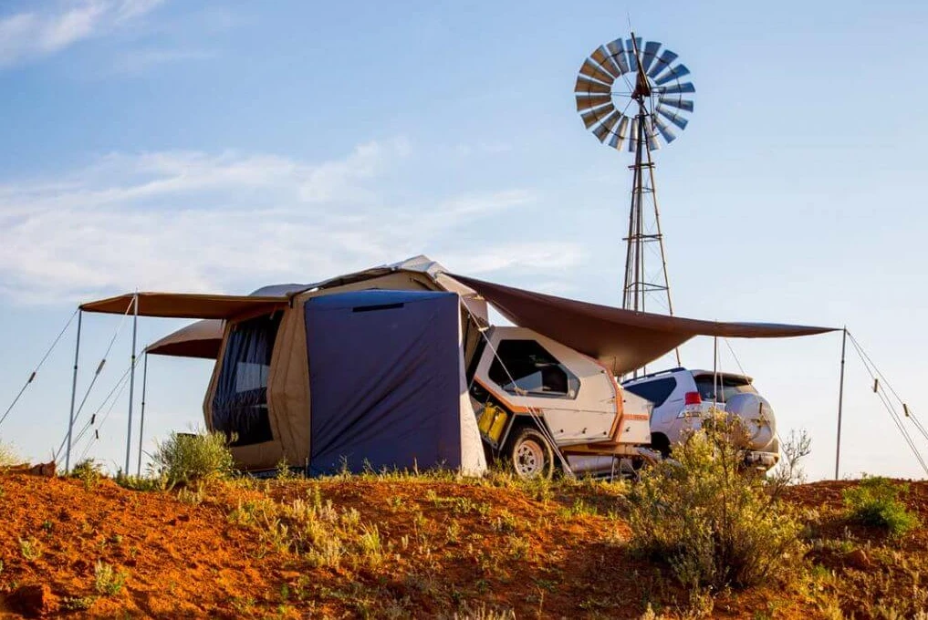 Track offers a variety of tent and awning options, including a shower and toilet tent
