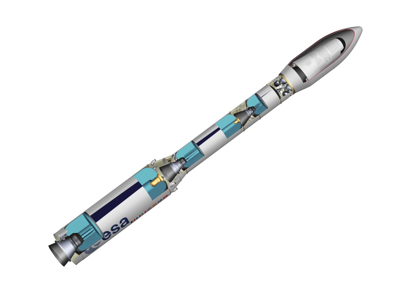 cross section view of the IXV mounted aboard a Vega rocket (Image: ESA–J. Huart, 2014)