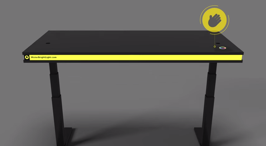 The desk's height can be adjusted by holding a hand over a sensor built into the top surface