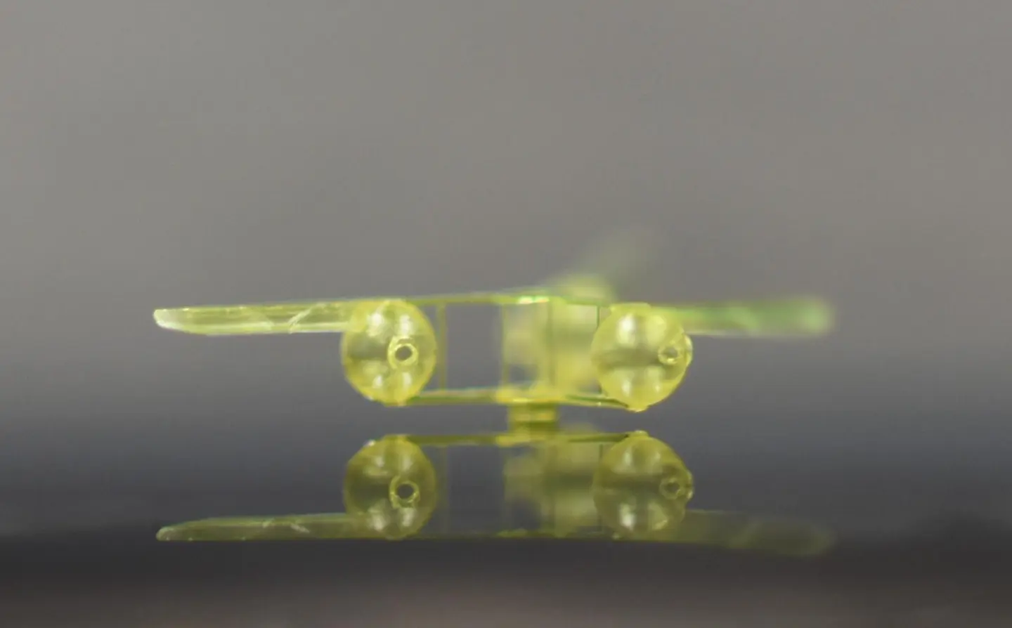 A microdrone with hollow cavities that generate force from acoustic energy.