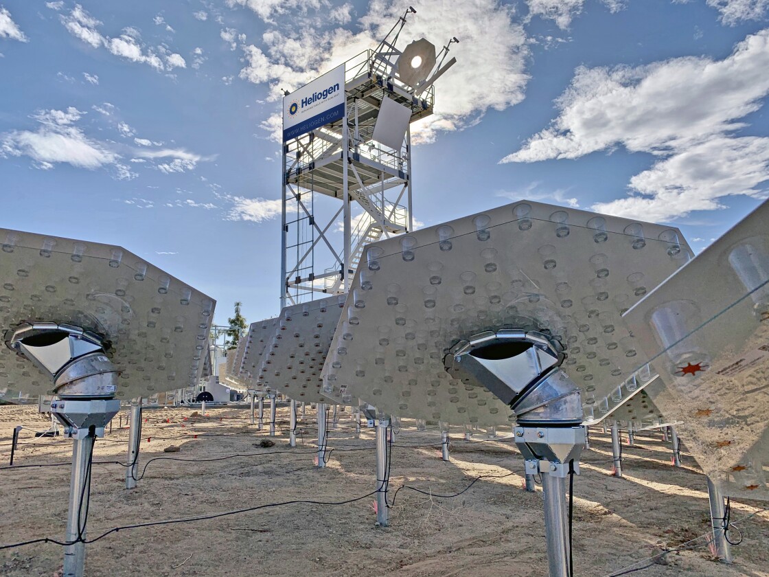 The heliostats of Heliogen's concentrating solar system are computer controlled