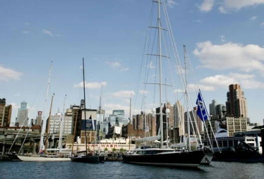 The fleet docked next to the USS Intrepid. Photo by: Daniel Forster/ Rolex