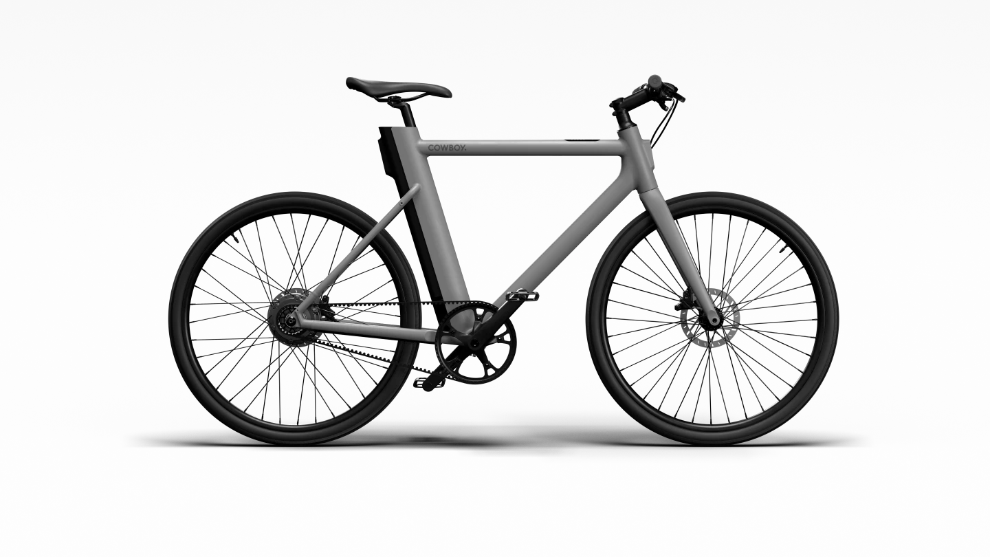 The Cowboy 3 ebike comes in three colors, features a Gates carbon belt drive and rides on puncture-resistant tires