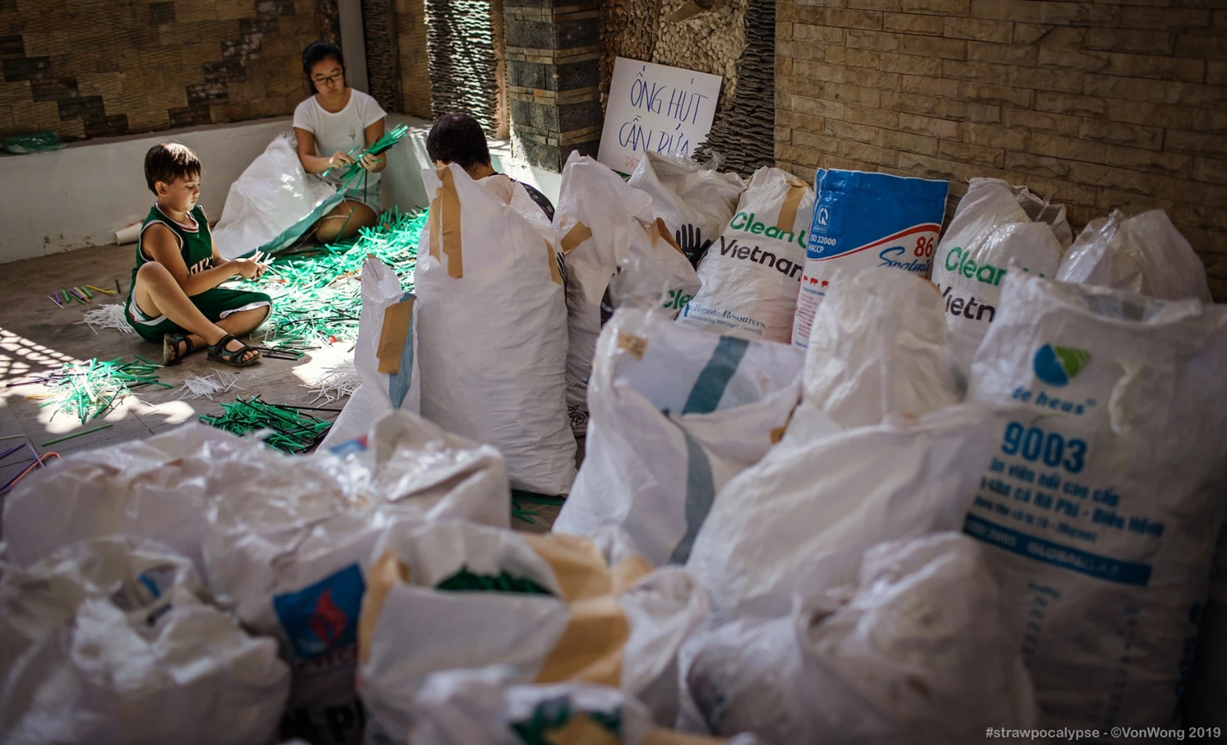 Volunteers collected thousands upon thousands of straws for the Strawpocalypse installation