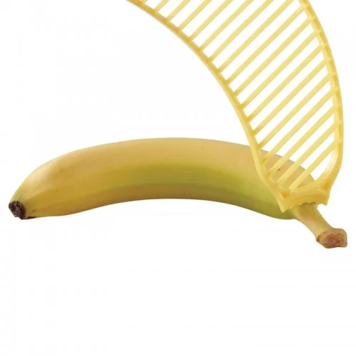 A serrated edge allows you to peel away the skin of the banana