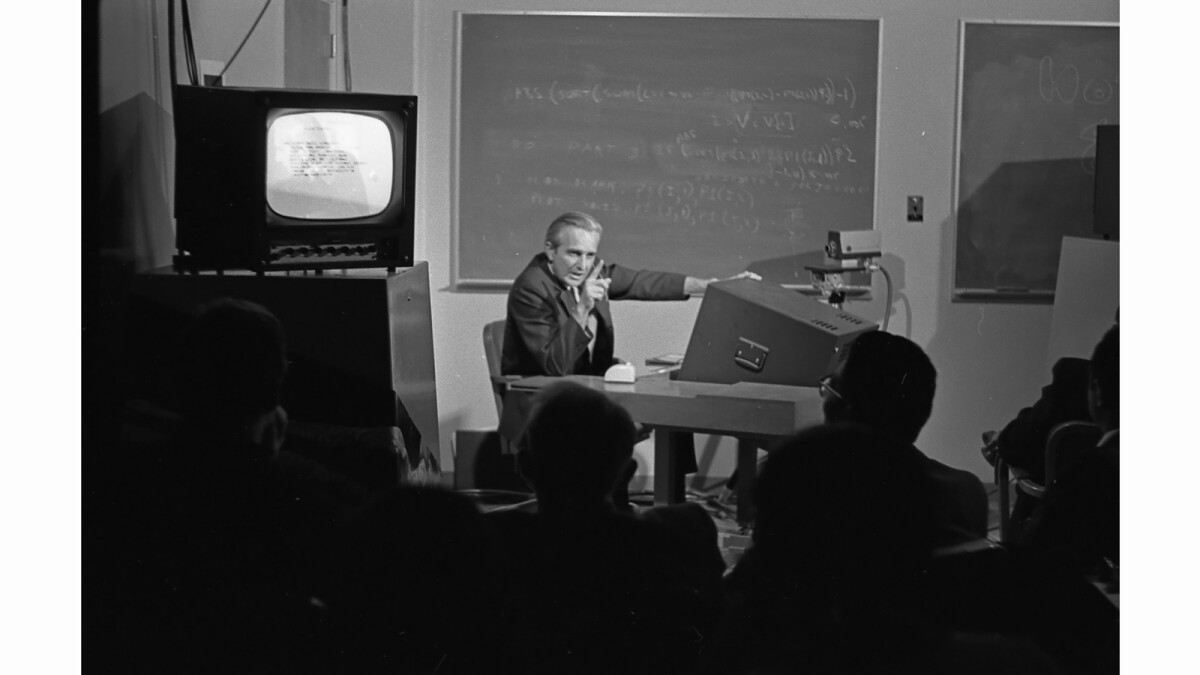 Engelbart on the set of the NLS demo (Image: SRI International)
