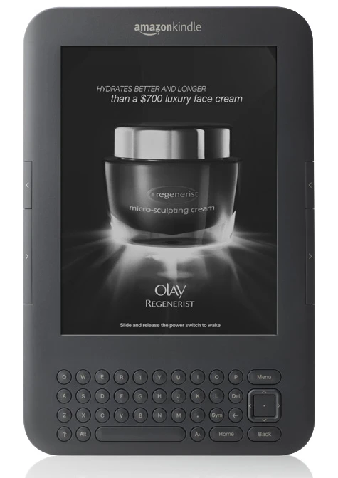 A "sponsored screensaver" on the Kindle with Special Offers