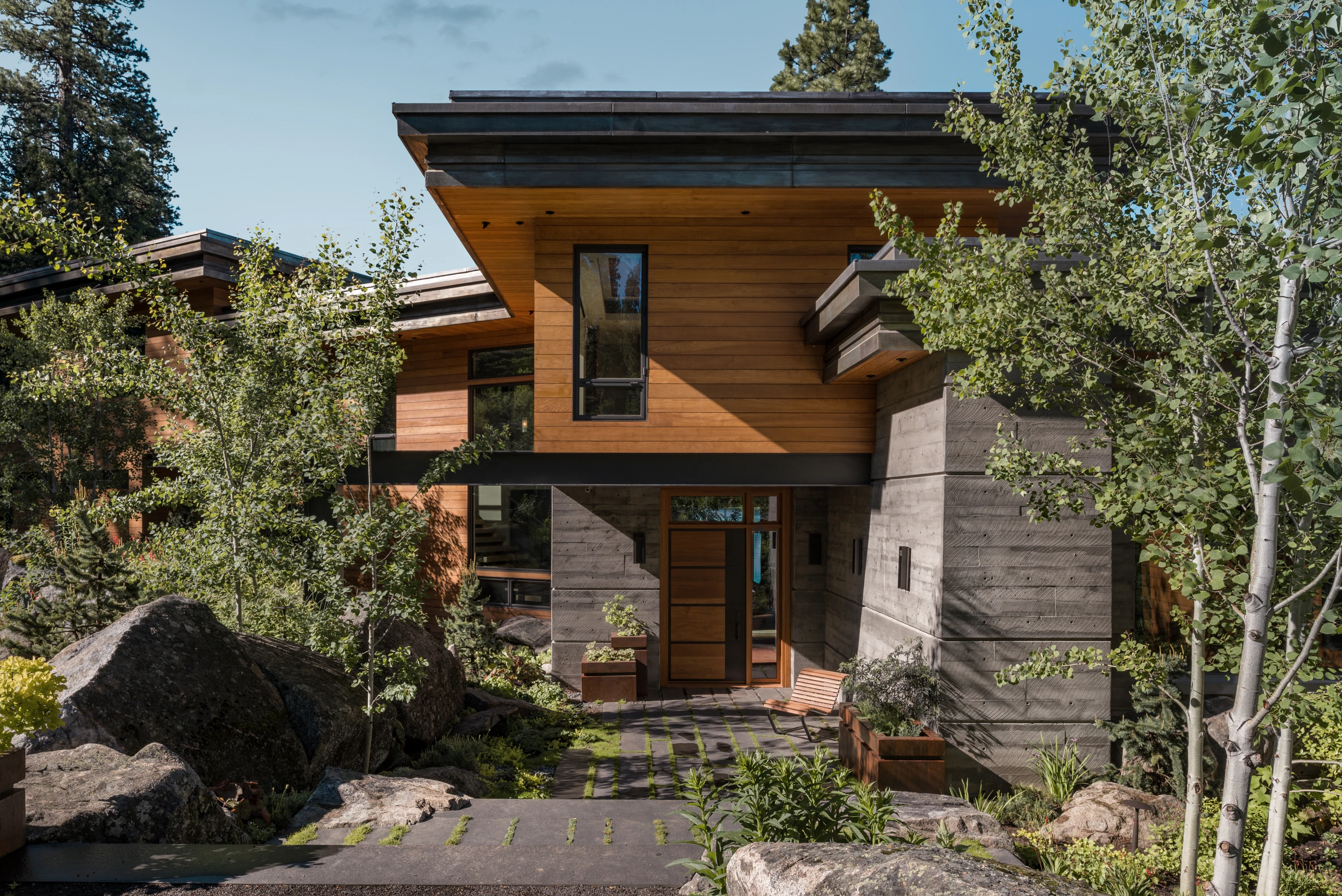 The Cliff House, by McCall Design & Planning, is finished with a teak facade