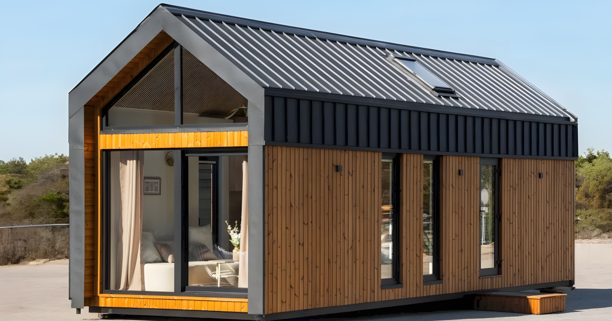 Tiny house trades portability for a more spacious interior layout
